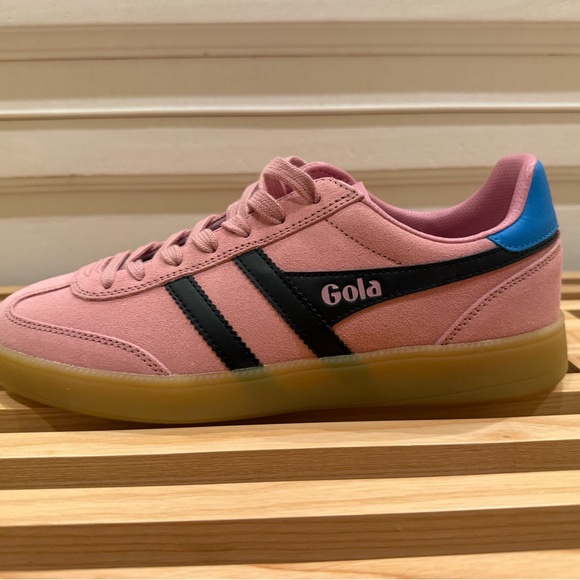 Gola Shoes - Gola Women's Pink and Black Sneakers with Blue Accent